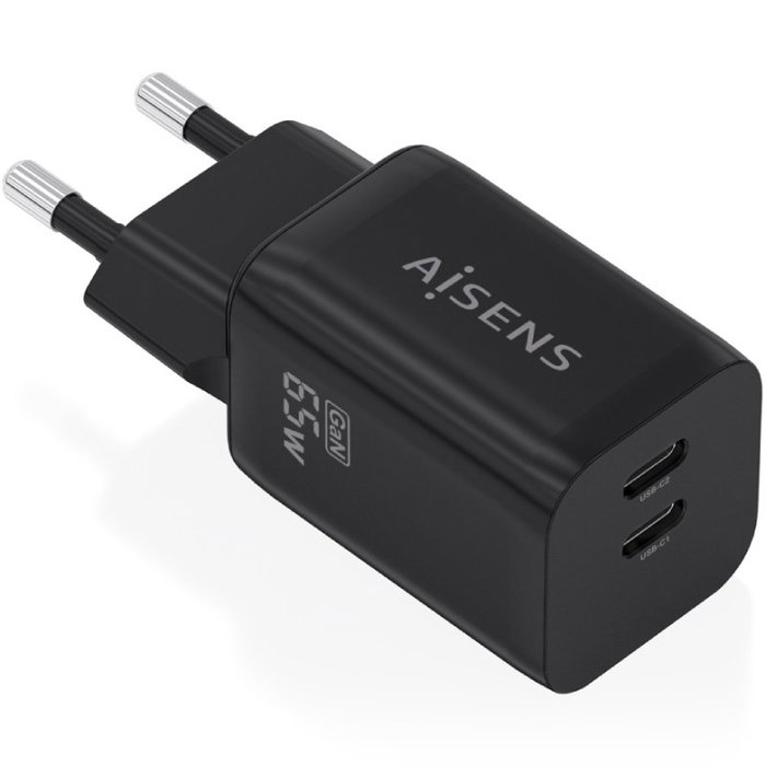 Aisens Cargador GaN 65W con 2x USB-C, Negro Aisens Cargador GaN 65W con 2x USB-C, Negro